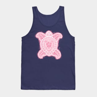 Pasifika Turtle - white on pink Tank Top